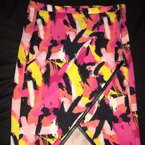 Juniors cross front printed skirt